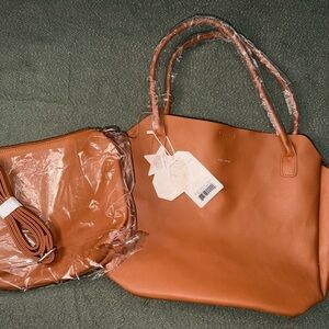Pixie Mood Vegan Leather Rachel Tote Small Cognac with Inner Pouch